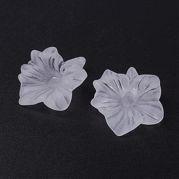 Transparent Acrylic Beads, Flower, Frosted, White, 32x29x11mm, Hole: 1mm, about 217pcs/500g