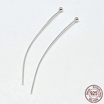 925 Sterling Silver Ball Head Pins, Silver, 45x0.6mm(22 Gauge), Ball: 1.8mm, about 115pcs/20g