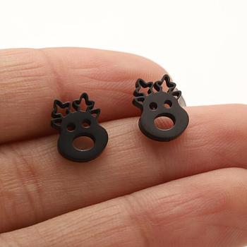 Stainless Steel Studs Earring, Jewelry for Women, Black, 10x8mm