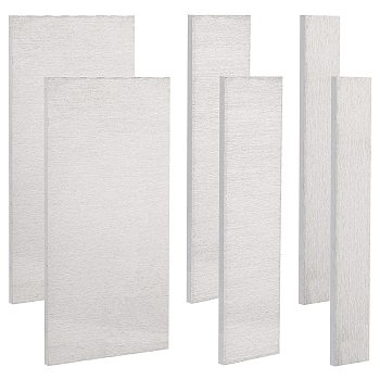 BENECREAT 6Pcs 3 Style Blank Aluminum Sheet, Rectangle, Silver, 10.1x1.5~5x0.3cm, 2pcs/style