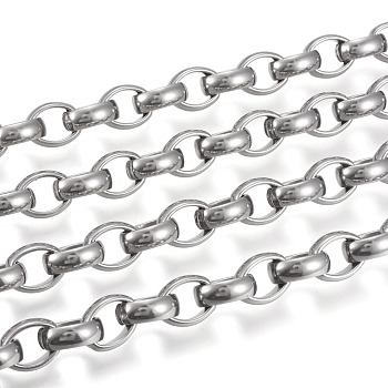 304 Stainless Steel Cable Chains, Unwelded, Stainless Steel Color, 12.5~13x10x4.3mm