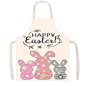 Easter Theme Polyester Sleeveless Apron, with Double Shoulder Belt, Pearl Pink, 560x450mm