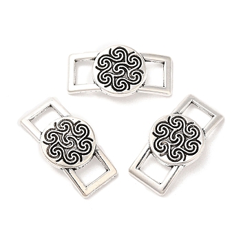 Tibetan Style Alloy Connector Charms, Rectangle with Flower, Antique Silver, 12.5x24x2mm, Hole: 4x6mm, about 480pcs/1000g
