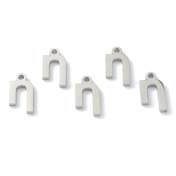 304 Stainless Steel Charms, Greek Alphabet, Stainless Steel Color, Letter.H, 13x7x1.5mm, Hole: 1.4mm