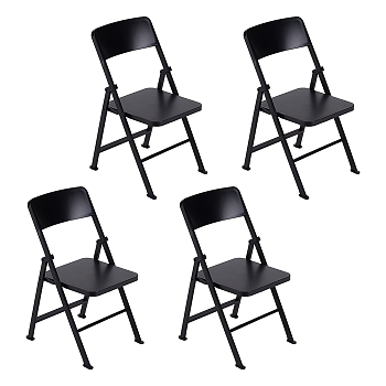 Cute Mini Plastic Foldable Chair, Miniature Furniture Model, for Mobile Phone Holder, Dollhouse Accessories, Pretending Prop Decorations, Action Figure Dislay Backdrop, Black, 94x85x106mm, Fold: 180x87x12.5mm