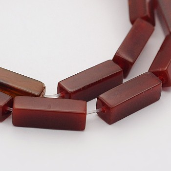 Cuboid Natural Carnelian Beads Strands, Dyed & Heated, 13x4x4mm, Hole: 1mm, about 31pcs/strand, 16.1 inch