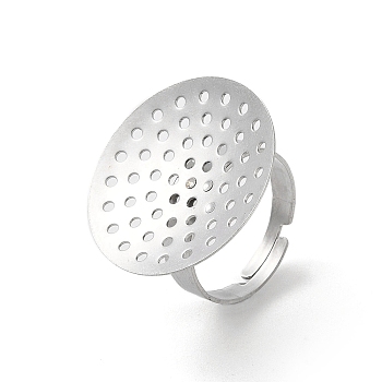 Non-Tarnish 304 Stainless Steel Sieve Ring Settings, Round, Stainless Steel Color, Inner Diameter: 18mm, Tray: 25mm