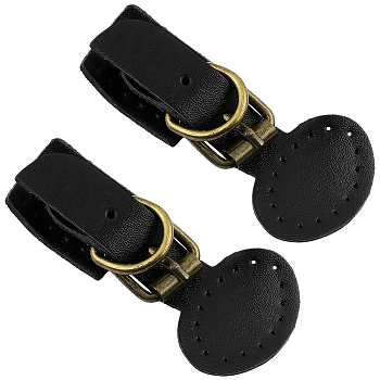 Cowhide Bag Snap Buckles, with Alloy Findings, Antique Bronze, Black, 86x40mm