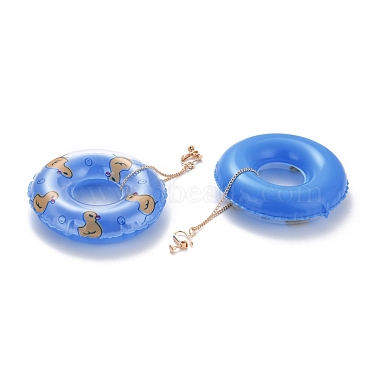 Duck Pool Float Dangle Clip-on Earrings for Non Piercing(EJEW-Z015-02B)-2