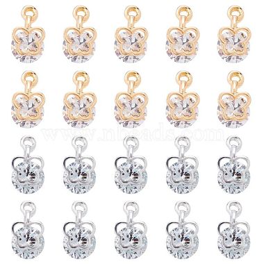 Mixed Color Clear Butterfly Alloy+Cubic Zirconia Charms