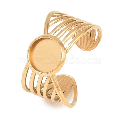 304 Stainless Steel Open Cuff Ring Components(STAS-F366-06A-G)-1