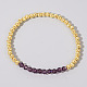 Colorful Birthstone Faceted Bicone & Brass Beaded Stretch Bracelets for Women(RJ7989-2)-1