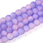Crackle Glass Beads, Round, Two Tone, Frosted, Mauve, 8~8.5x7~7.5mm, Hole: 1.4mm(X1-GLAA-N009-8mm-08)