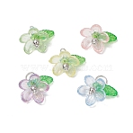 30Pcs 5 Colors Plastic & Acrylic Pendants, Flower, with Brass Findings, Platinum, 12~13x12x15mm, Hole: 3.5mm, 6pcs/color(PALLOY-JF03053-02-S)