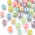 Spray Painted Opaque Acrylic Beads, Frosted, Round, Mixed Color, 8x7mm, Hole: 2mm, about 1345pcs/500g(ACRP-S679-B33)