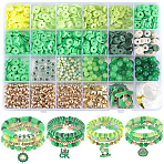 Saint Patrick's Day Theme DIY Polymer Clay Beads Multi-layer Bracelet Making Kits, Green, 8x0.5~1mm, Hole: 2mm(DIY-SC0028-61)