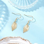 304 Stainless Steel Dangle Earrings, Leaf, Golden, 35x10.5mm(EJEW-JE06552-01)