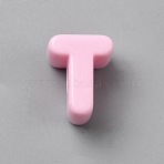 Acrylic European Beads, Large Hole Beads, Pink, Letter T, 20~21x8.5~20.5x13.5mm, Hole: 6mm(OACR-WH0050-09T)