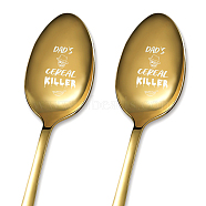 Stainless Steel Spoons Set, with Packing Box, Word Pattern, Golden Color, Skull Pattern, 182x43mm, 2pcs/set(AJEW-WH0253-007)