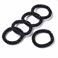 Faceted Opaque Glass Beads Stretch Bracelets, Torsade Bracelets, Random Color Rope, Rondelle, Black, Inner Diameter: 2 inch(5cm)(BJEW-S144-002E-01)