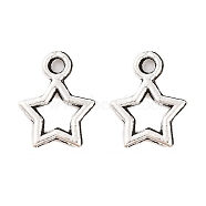 Tibetan Style Alloy Star Charms, Antique Silver, 12x9x1mm, Hole: 1.5mm(TIBEB-O004-29)