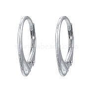 925 Sterling Silver Leverback Earrings, Carved with 925, Platinum, 17x11x2mm, Hole: 1x3mm, Pin: 1mm(STER-K168-022P)