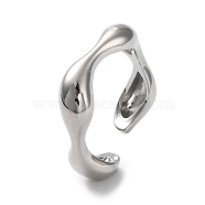 Rack Plating Brass Twist Wave Open Cuff Rings for Women, Lead Free & Cadmium Free, Long-Lasting Plated, Platinum, US Size 6 3/4(17.1mm)(RJEW-Q777-08P)