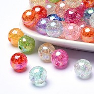 Transparent Crackle Acrylic Beads, AB Color, Round, Mixed Color, 8mm, Hole: 2.5mm, 1800pcs/500g(CACR-R011-8mm-M)