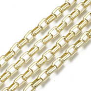 Unwelded Iron Box Chains, Venetian Chains, with Spool, Real 16K Gold Plated, Real 16K Gold Plated, 11.7x7.5x3.6mm, about 32.8 Feet(10m)/roll(CH-S125-13A-04)
