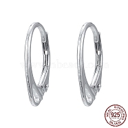 Rhodium Plated 925 Sterling Silver Leverback Earrings, with 925 Stamp, Platinum, 17x11x2mm, Hole: 1x3mm, Pin: 1mm(STER-K168-022P)