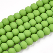 Opaque Glass Beads Strands, Frosted, Round, Lime Green, 4~4.5mm, Hole: 0.8mm, about 97~99pcs/strand, 14.76 inch~14.96 inch(37.5~38cm)(GLAA-T032-P4mm-MD06)