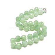 Natural Green Aventurine Beaded Necklaces, with Alloy Lobster Clasps, Round, 18.1 inch~18.5  inch(46~47cm), round: 11.5~12mm(NJEW-S405-15)