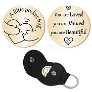 1Pc 201 Stainless Steel Commemorative Coins, Inspirational Quote Coin, Flat Round, with 1Pc PU Leather Guitar Clip, Heart, Coin: 30x2mm(AJEW-CN0001-92B-03)