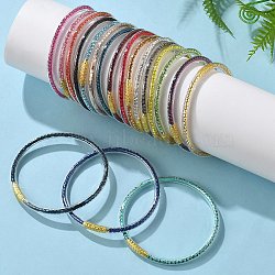 Brass Bangles, with Rhinestone & Plastic, Rack Plating, Long-Lasting Plated, Mixed Color, Inner Diameter: 2-5/8 inch(6.8cm)(BJEW-H625-01)