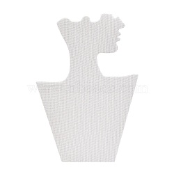 Cardboard Covered with Linen Cloth Necklace & Earring Display Stands, Tabletop Bust Jewelry Holder for Necklace Earring Storage, Photo Props, Linen, 29.5x20.8x0.9cm, Unfold: 10x20.8x25.5cm(ODIS-Q041-07A)