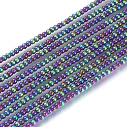 Electroplate Glass Beads Strands, Round, Full Plated, Multi-color Plated, 2mm, Hole: 0.6mm, about 180pcs/strand, 14.17 inch(36cm)(X-EGLA-I013-2mm-FP08)