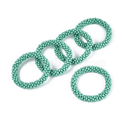 Faceted Opaque Glass Beads Stretch Bracelets, Torsade Bracelets for Men Women, Rondelle, Medium Turquoise, Inner Diameter: 2 inch(5cm)(BJEW-S144-002E-03-01)