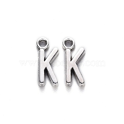 Tibetan Style Alloy Pendants, Cadmium Free & Lead Free, Letter.K, K: 16x7.5x2mm, Hole: 2mm, about 1298pcs/1000g(TIBE-S108-108K-AS-RS)