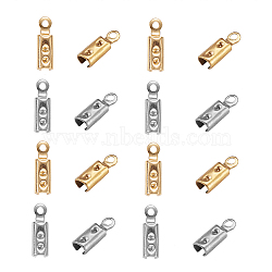 100Pcs 2 Colors 304 Stainless Steel Folding Crimp Ends, Fold Over Crimp Cord Ends, Golden & Stainless Steel Color, 10x3x2.5mm, Hole: 1mm, 50Pcs/Color(STAS-CJ0001-161)