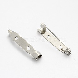 Iron Brooch Pin Back Safety Catch Bar Pins with 2-Hole, Platinum, 25x6x6mm, Hole: 2mm, Pin: 0.8mm(IFIN-N3292-02)