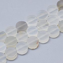 Natural White Agate Beads Strands, Flat Round, 10~10.5x5mm, Hole: 1mm, about 40pcs/strand, 16.3 inch(G-T122-03E)