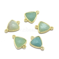 Natural Amazonite Links connectors, with Golden Tone Brass Findings, Triangle, Faceted, 17~18x11~13x4~6mm, Hole: 1.2mm(G-O177-16I-G)