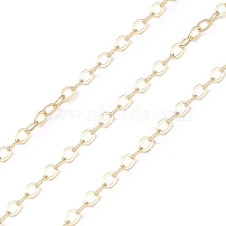 Brass Cable Chains, Soldered, Real 14K Gold Filled Chains, Real 14K Gold Plated, Link: 3.2x2.3x0.3mm(CHC-M023-11G)