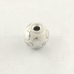 Handmade Indonesia Round Beads, with Silver Metal Color Double Alloy Core, White, 14mm, Hole: 3mm(IPDL-R442-01)
