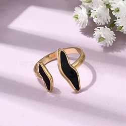 Wave Irregular 304 Stainless Steel Open Cuff Rings for Women, with Enamel, Golden, US Size 9(18.9mm)(RJEW-A091-19G)