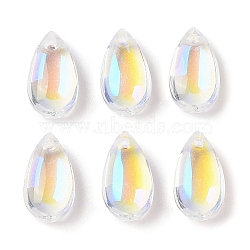 Transparent Glass Charms, Teardrop, Clear, 14x8x5.2mm, Hole: 1.2mm(GLAA-U002-01D)