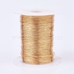 Eco-Friendly Round Copper Wire, Copper Beading Wire for Jewelry Making, Long-Lasting Plated, Real 18K Gold Plated, 26 Gauge, 0.4mm, about 1706.03 Feet(520m)/500g(CWIR-K001-01-0.4mm-KCG)