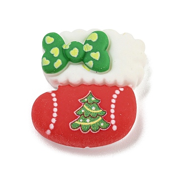 Christmas Opaque Resin Decoden Cabochons, Christmas Socking, 22x20.5x6.5mm