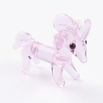 Home Decorations, Handmade Lampwork Display Decorations, Unicorn, Lavender Blush, 32x14x27mm