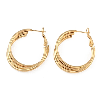 PVD Vacuum Plating 201 Stainless Steel Hoop Earrings, with 304 Stainless Steel Pin, Golden, 35.5x6mm